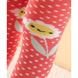 Cutewalk by Babyhug Anti Bacterial Footed  Tights Polka Dots Print - Red