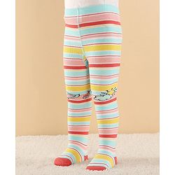 Cutewalk by Babyhug Anti Bacterial Footed  Tights Striped - Multicolor
