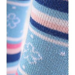 Cutewalk by Babyhug Anti Bacterial Footed Tights Stripes & Floral Design - Light Blue