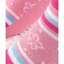 Cutewalk by Babyhug Anti Bacterial Footed Tights Stripes & Floral Design - Pink