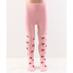Cutewalk by Babyhug Anti Bacterial Footed Tights Strawberry Design - Pink