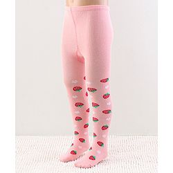 Cutewalk by Babyhug Anti Bacterial Footed Tights Strawberry Design - Pink