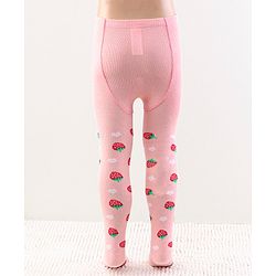 Cutewalk by Babyhug Anti Bacterial Footed Tights Strawberry Design - Pink