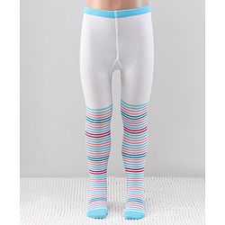 Cutewalk by Babyhug Anti Bacterial Striped Footed Tights - White