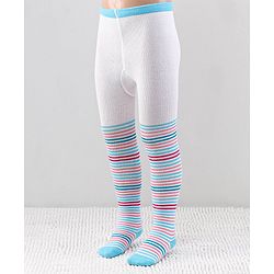 Cutewalk by Babyhug Anti Bacterial Striped Footed Tights - White