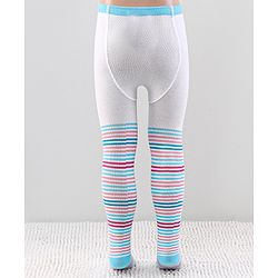 Cutewalk by Babyhug Anti Bacterial Striped Footed Tights - White