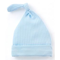 Babyhug 100% Cotton Knit Mittens & Booties Set Text Embroidery Blue - Diameter 10.5 cm