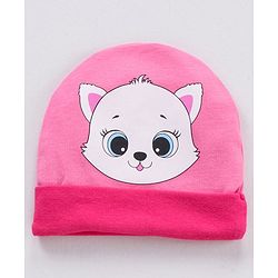 Babyhug 100% Cotton Animal Printed Cap Mittens & Booties - Cap Diameter 10 cm