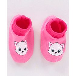 Babyhug 100% Cotton Animal Printed Cap Mittens & Booties - Cap Diameter 10 cm