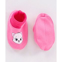 Babyhug 100% Cotton Animal Printed Cap Mittens & Booties - Cap Diameter 10 cm
