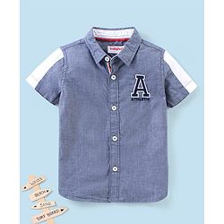 Babyhug 100% Cotton Half Sleeves Solid Shirt with Badge - Grey