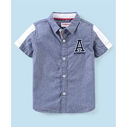 Babyhug 100% Cotton Half Sleeves Solid Shirt with Badge - Grey