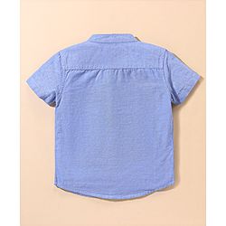Babyhug 100% Cotton Half Sleeves Solid Oxford Shirt Cut & Sew - Blue