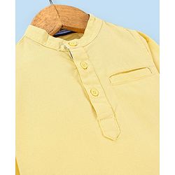 Babyhug 100% Cotton Full Sleeves Solid Color Kurta Style Shirt - Yellow