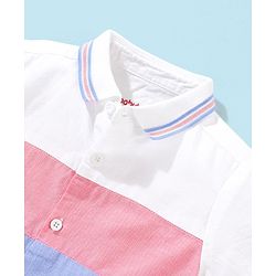 Babyhug 100% Cotton Woven Half Sleeves Cut & Sew Shirt - White & Blue