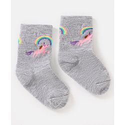 Cute Walk by Babyhug Cotton Non Terry Anti Bacterial Ankle Length Socks Unicorn Design Pack of 5 - Multicolour