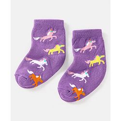 Cute Walk by Babyhug Cotton Non Terry Anti Bacterial Ankle Length Socks Unicorn Design Pack of 5 - Multicolour