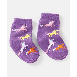 Cute Walk by Babyhug Cotton Non Terry Anti Bacterial Ankle Length Socks Unicorn Design Pack of 5 - Multicolour