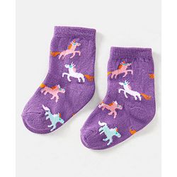 Cute Walk by Babyhug Cotton Non Terry Anti Bacterial Ankle Length Socks Unicorn Design Pack of 5 - Multicolour