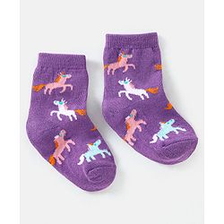 Cute Walk by Babyhug Cotton Non Terry Anti Bacterial Ankle Length Socks Unicorn Design Pack of 5 - Multicolour