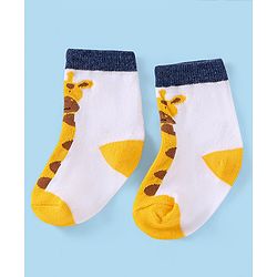 Cutewalk by Babyhug Ankle Length Anti-bacterial Cotton Knit Blend Socks Giraffe Design Pack of 5 - Multicolour