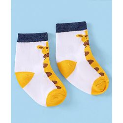 Cutewalk by Babyhug Ankle Length Anti-bacterial Cotton Knit Blend Socks Giraffe Design Pack of 5 - Multicolour
