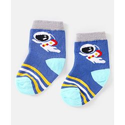 Cute Walk by Babyhug Cotton Non Terry Anti Bacterial Ankle Length Socks Space Design Pack of 5 - Multicolour