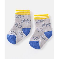 Cute Walk by Babyhug Cotton Non Terry Anti Bacterial Ankle Length Socks Space Design Pack of 5 - Multicolour