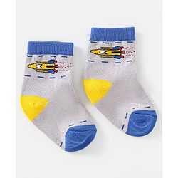 Cute Walk by Babyhug Cotton Non Terry Anti Bacterial Ankle Length Socks Space Design Pack of 5 - Multicolour