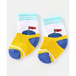 Cute Walk by Babyhug Cotton Non Terry Anti Bacterial Ankle Length Socks Space Design Pack of 5 - Multicolour