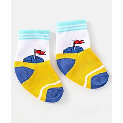 Cute Walk by Babyhug Cotton Non Terry Anti Bacterial Ankle Length Socks Space Design Pack of 5 - Multicolour