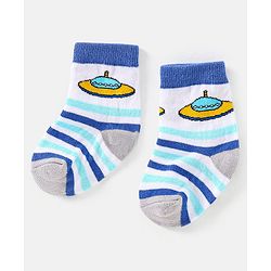 Cute Walk by Babyhug Cotton Non Terry Anti Bacterial Ankle Length Socks Space Design Pack of 5 - Multicolour