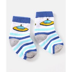 Cute Walk by Babyhug Cotton Non Terry Anti Bacterial Ankle Length Socks Space Design Pack of 5 - Multicolour