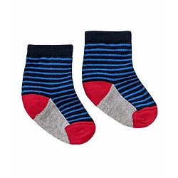 Cutewalk by Babyhug Ankle Length Anti-bacterial Cotton Knit Blend Socks Football and Striped Design Pack of 3 - Multicolour
