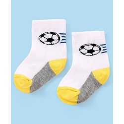 Cutewalk by Babyhug Ankle Length Anti-bacterial Cotton Knit Blend Socks Football and Striped Design Pack of 3 - Multicolour