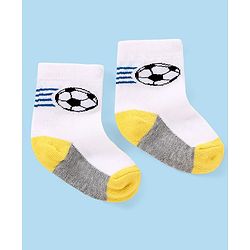 Cutewalk by Babyhug Ankle Length Anti-bacterial Cotton Knit Blend Socks Football and Striped Design Pack of 3 - Multicolour