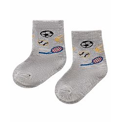 Cutewalk by Babyhug Ankle Length Anti-bacterial Cotton Knit Blend Socks Football and Striped Design Pack of 3 - Multicolour