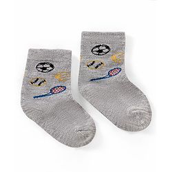 Cutewalk by Babyhug Ankle Length Anti-bacterial Cotton Knit Blend Socks Football and Striped Design Pack of 3 - Multicolour