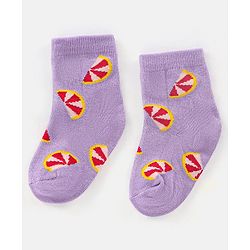 Cutewalk By Babyhug Anti Bacterial Ankle Length Socks Fruit Design Pack Of 5- Multicolor