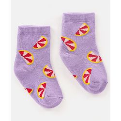 Cutewalk By Babyhug Anti Bacterial Ankle Length Socks Fruit Design Pack Of 5- Multicolor