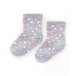 Cutewalk by Babyhug Ankle Length Anti Bacterial Cotton Knit Socks Polka Dot and Striped Design Pack of 3 - Blue & Pink