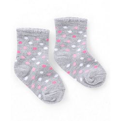 Cutewalk by Babyhug Ankle Length Anti Bacterial Cotton Knit Socks Polka Dot and Striped Design Pack of 3 - Blue & Pink