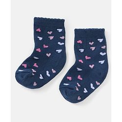 Cutewalk by Babyhug Ankle Length Anti Bacterial Cotton Knit Socks Polka Dot and Striped Design Pack of 3 - Blue & Pink