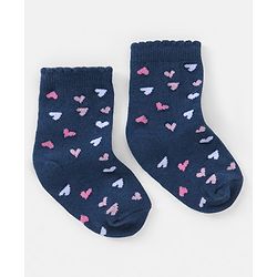 Cutewalk by Babyhug Ankle Length Anti Bacterial Cotton Knit Socks Polka Dot and Striped Design Pack of 3 - Blue & Pink