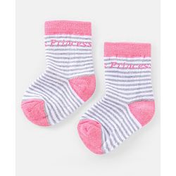Cutewalk By Babyhug Anti Bacterial Ankle Length Socks Stripes & Crown Design Pack Of 3- Multicolor