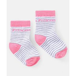 Cutewalk By Babyhug Anti Bacterial Ankle Length Socks Stripes & Crown Design Pack Of 3- Multicolor