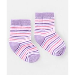 Cutewalk By Babyhug Anti Bacterial Ankle Length Socks Stripes & Crown Design Pack Of 3- Multicolor