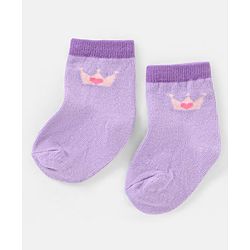 Cutewalk By Babyhug Anti Bacterial Ankle Length Socks Stripes & Crown Design Pack Of 3- Multicolor