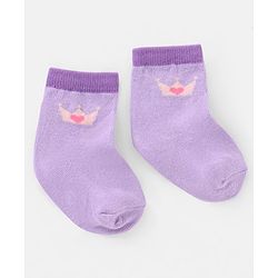 Cutewalk By Babyhug Anti Bacterial Ankle Length Socks Stripes & Crown Design Pack Of 3- Multicolor