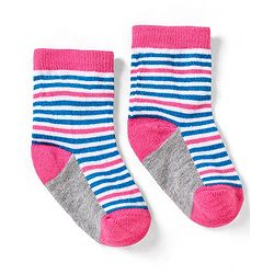 Cute Walk by Babyhug Cotton Anti Bacterial Ankle Length Socks Heart & Stripes Design Pack of 5 - Multicolour